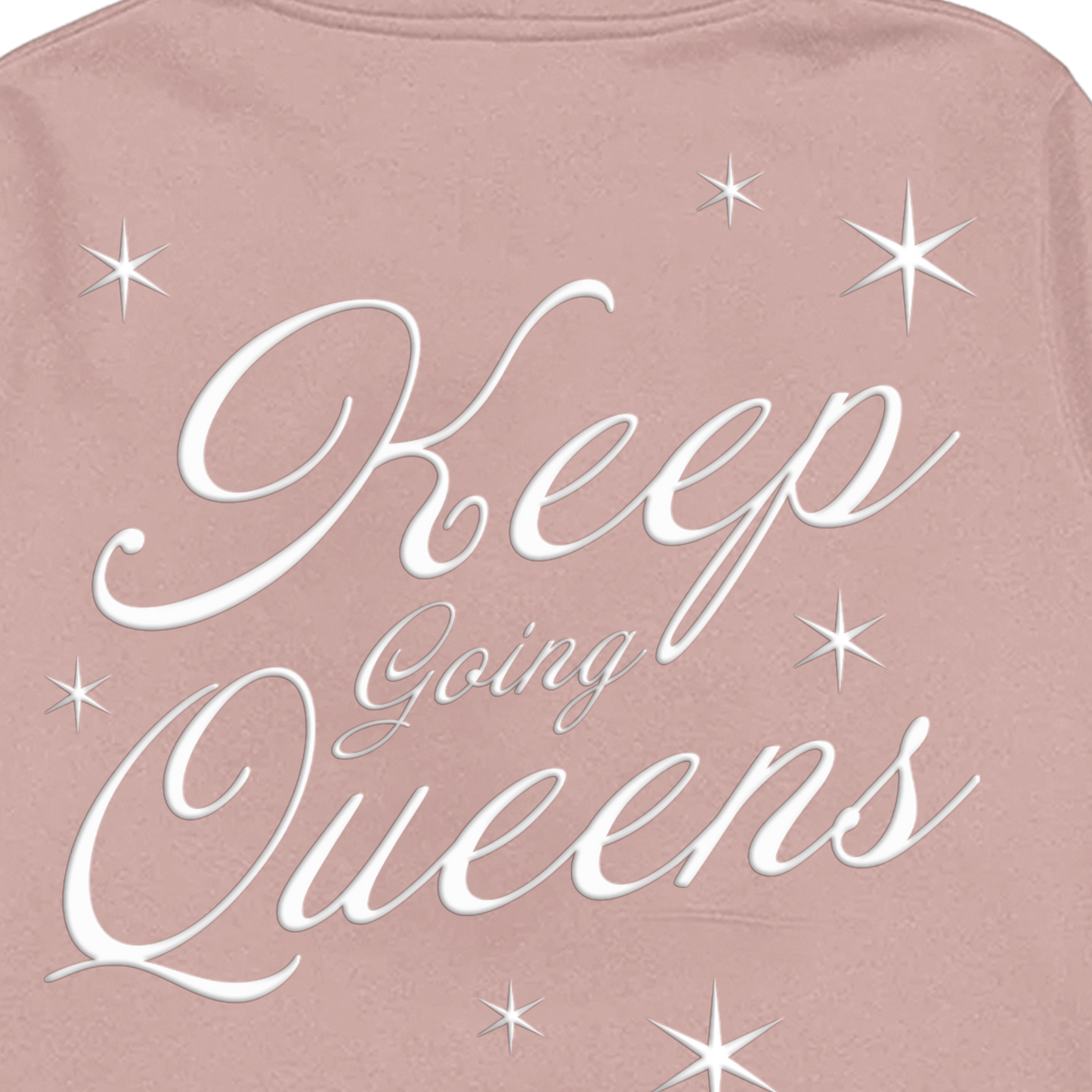 Puff Print Keep Going Queens Hoodie (Coral)